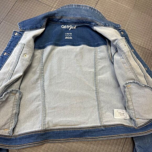 CAT & JACK GIRLS DENIM JACKET COAT SIZE LARGE 10/12 - Picture 3 of 8